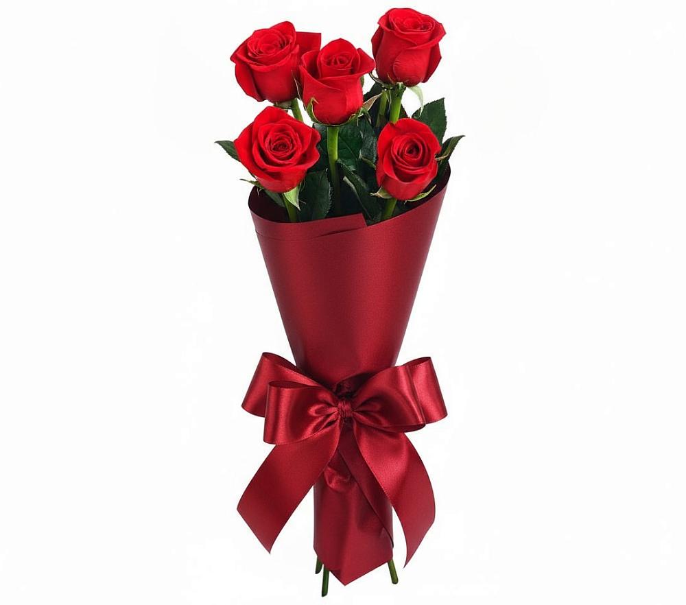 Букет 5 Красных роз Эдлесс Лав в Кобылках