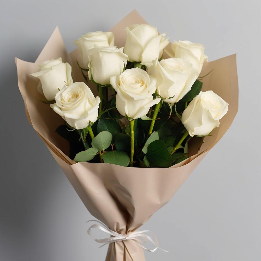 Букет 9 Белых роз Эдлесс Лав в Кобылках