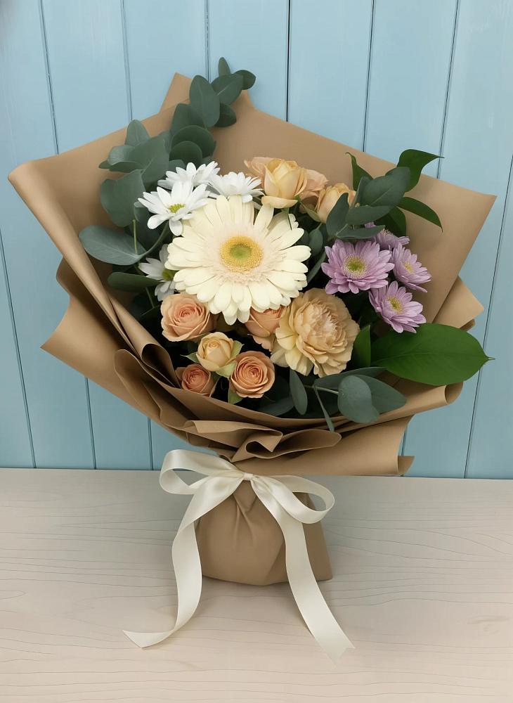 Букет цветов из: Герберы и Хризантемы в Кобылках