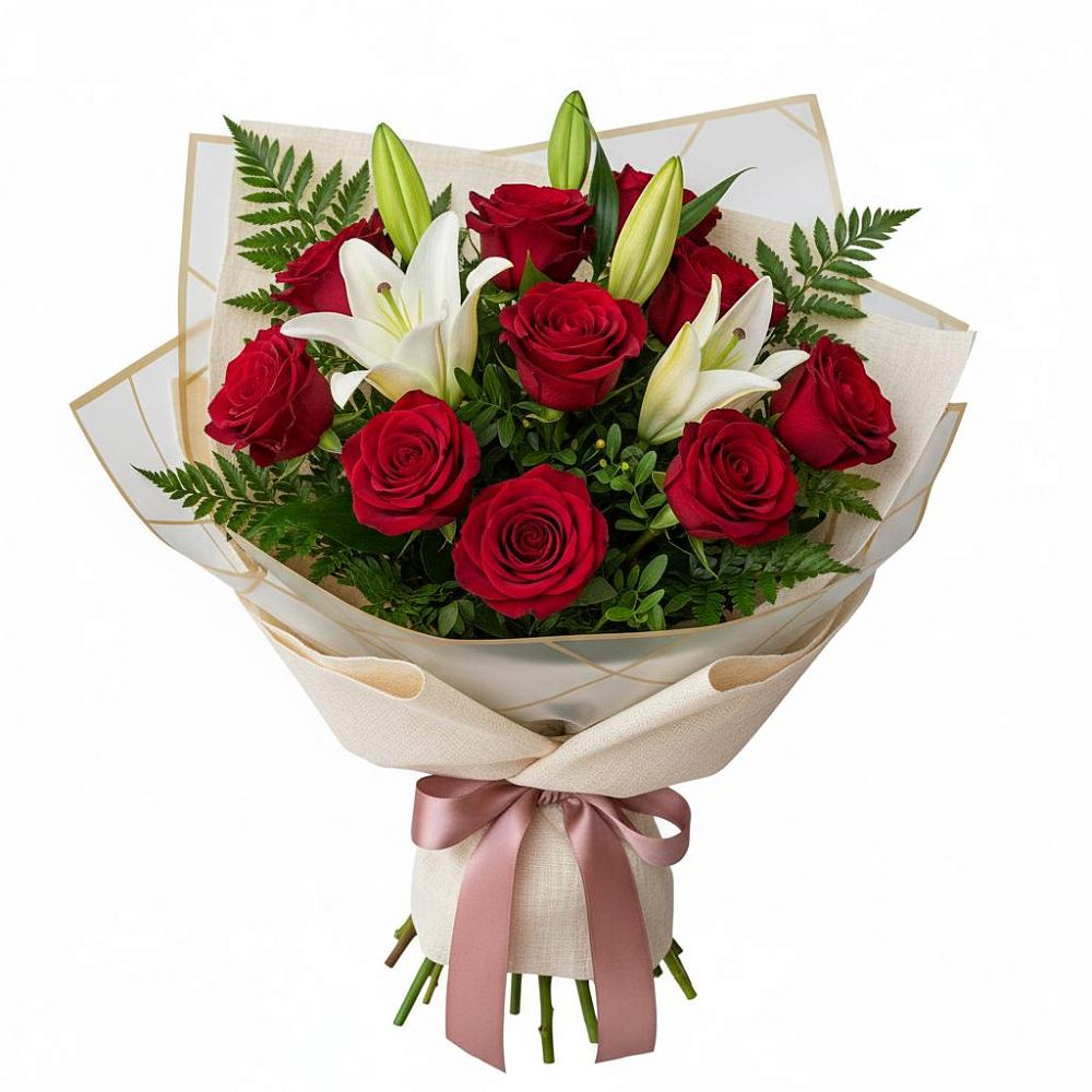 Букет цветов из: Лилии и Розы в Кобылках