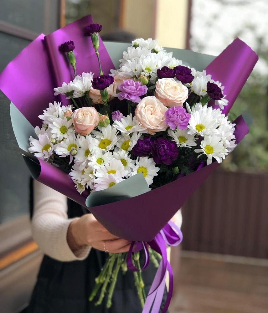 Букет цветов из: Хризантемы, Гвоздики и Розы в Кобылках