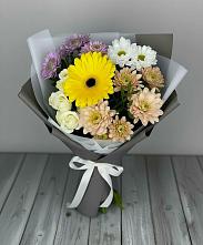 Букет цветов из:  Розы, Герберы и Хризантемы в Кобылках