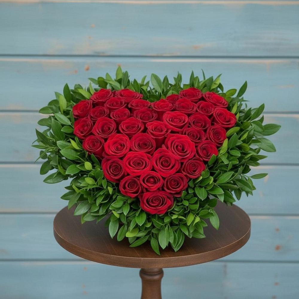 Цветочная композиция из Розы в виде сердца в Кобылках