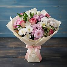 Букет цветов из:  Хризантемы, Альстромерии и Розы в Кобылках