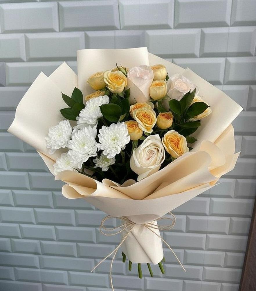 Букет цветов из: Розы и Хризантемы в Кобылках