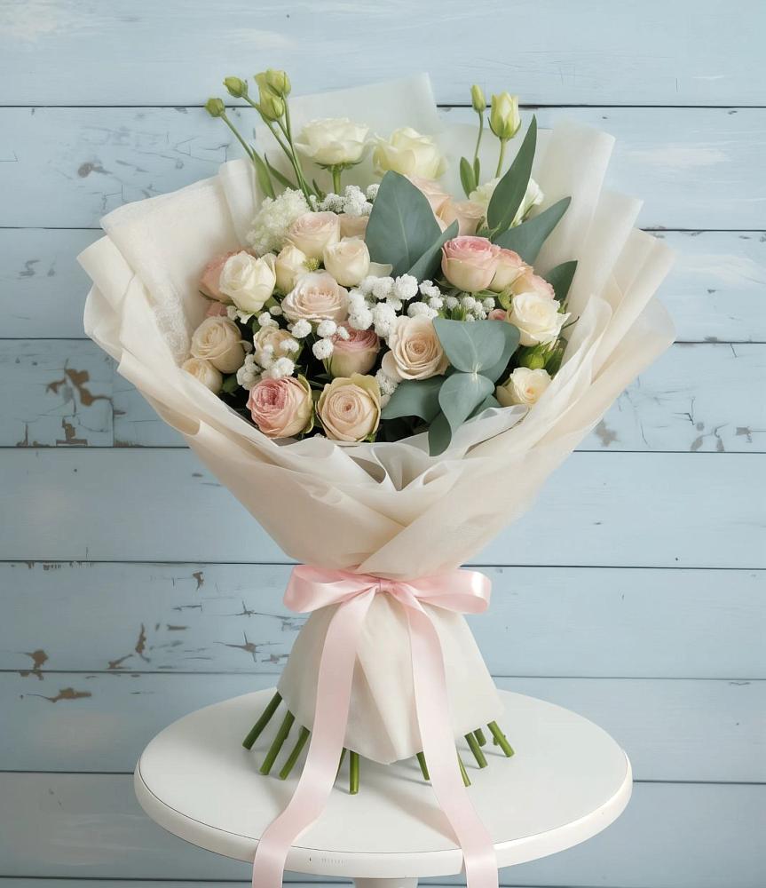 Букет цветов из: Розы и Лизиантусы в Кобылках