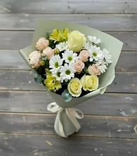 Букет цветов из:  Альстромерии, Розы и Хризантемы в Кобылках