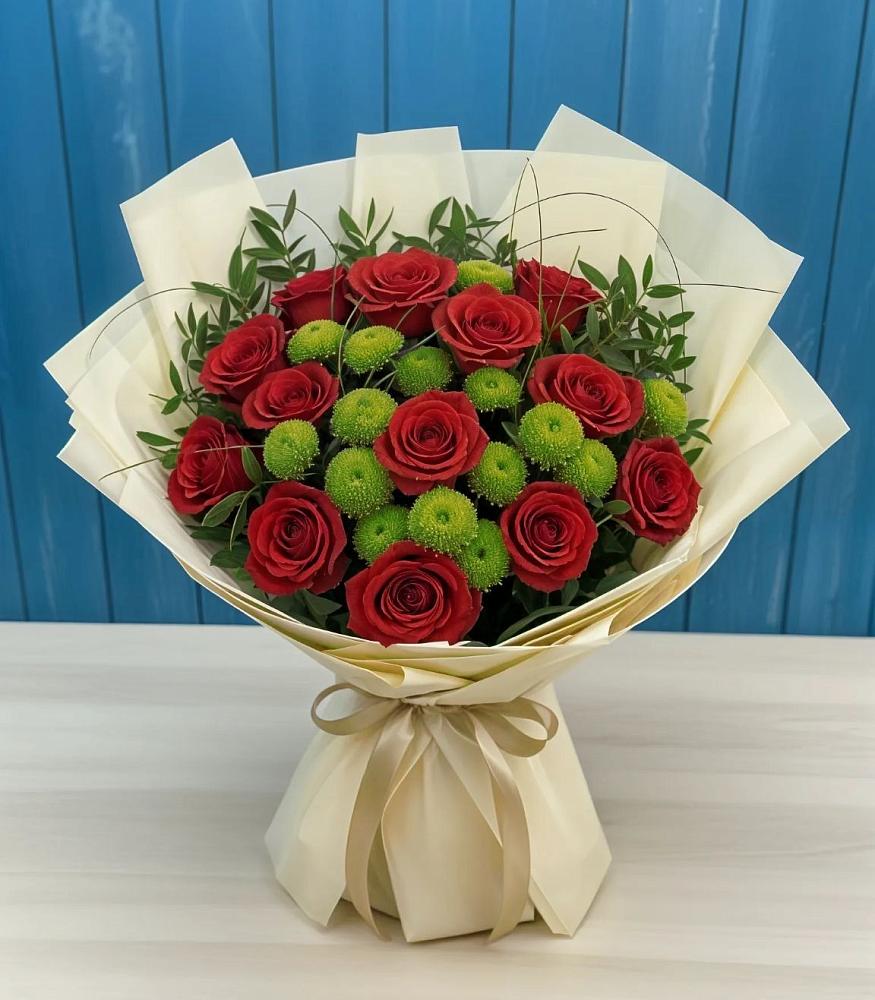 Букет цветов из: Розы и Хризантемы в Кобылках